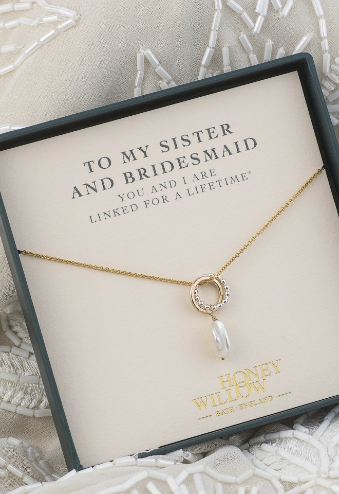 Gift for bridesmaid pearl necklace