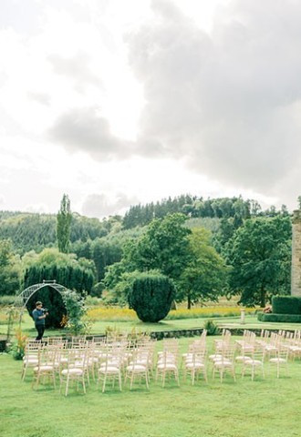 A ceremony on the Lawn at Llangoed Hall