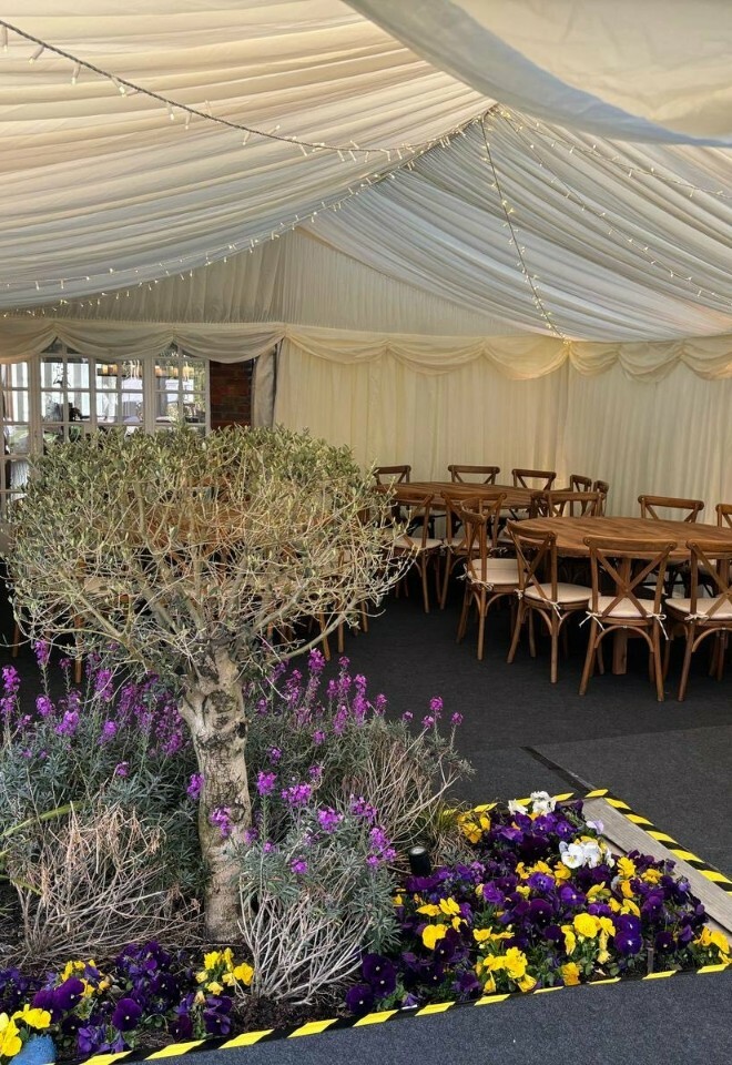 wedding reception with fairy lights in marquee hire from Crystal Marquee hire Surrey