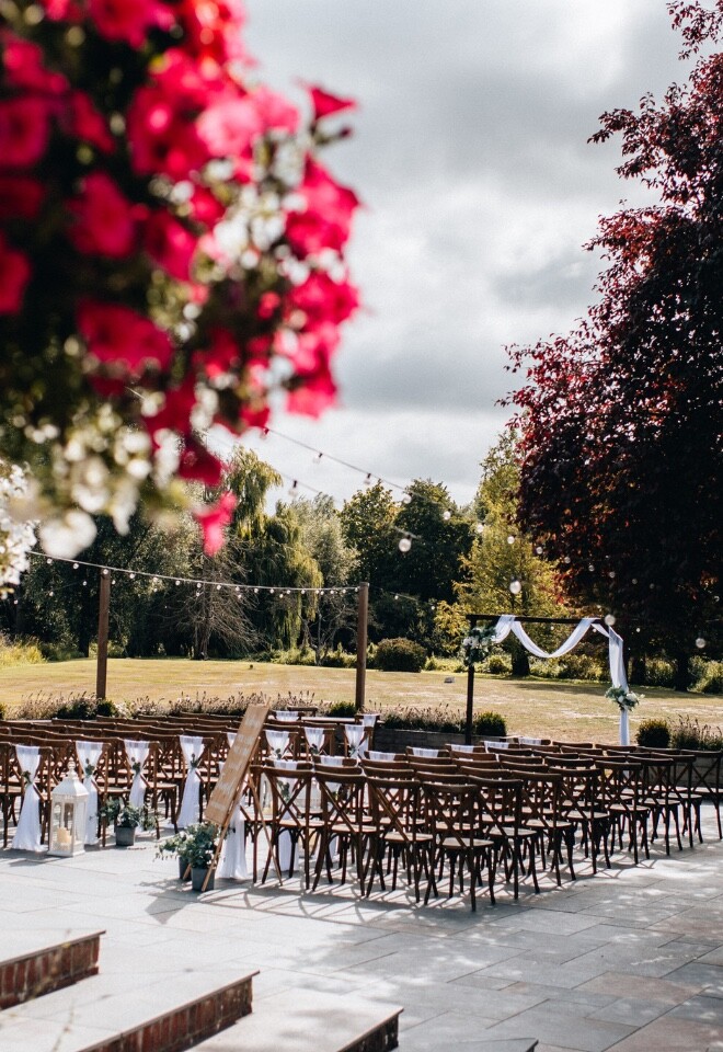 Outside Ceremony on the Patio at The Old Mill