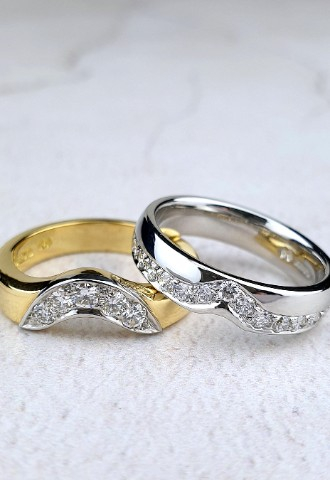 Handmade wedding rings designed to fit with an engagement ring