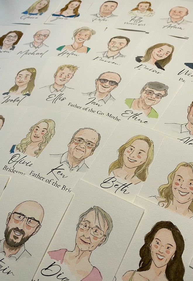 Illustration by Kiwi, wedding guest illustrations, oxfordshire weddings