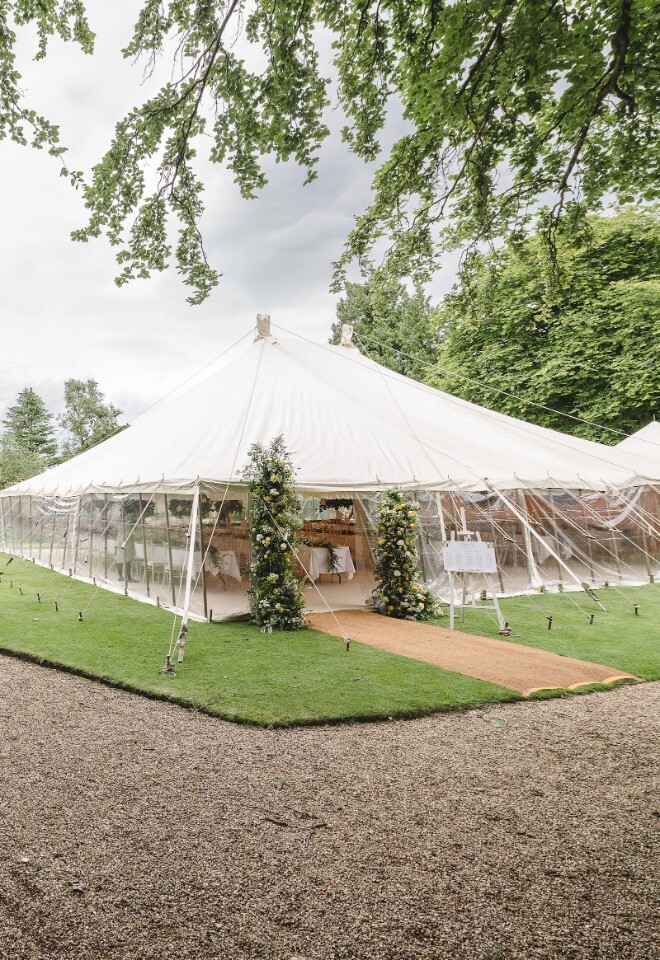 Marquee Wedding Reception at Slaughters Manor, a hotel in the Cotswold