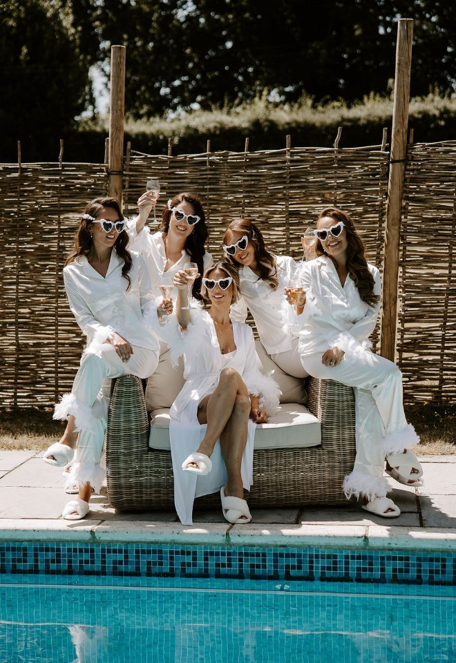 Silchester Farm Wedding - Pool - Bridesmaids