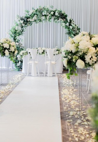 Wedding ceremony set up at Denham Grove, Buckinghamshire