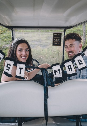 Bride & Groom just married at The Stables wedding Farm, Oldham