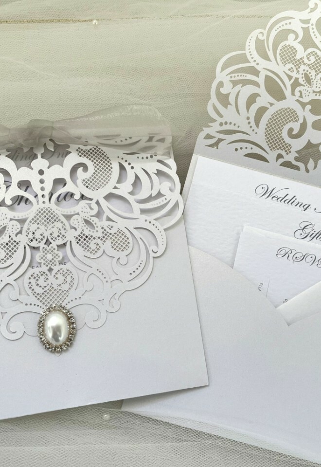 Laser Cut Wallet Wedding Invitations