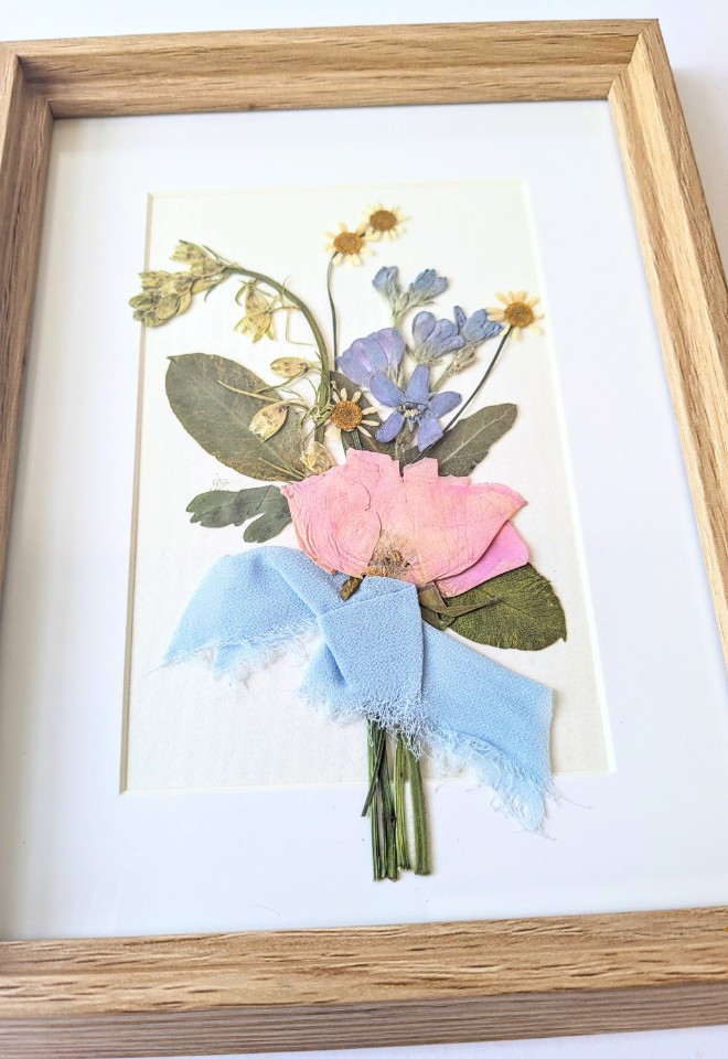 Wedding bouquet preservation art UK wildflower botanical pressed flower art wedding bouquet keepsake