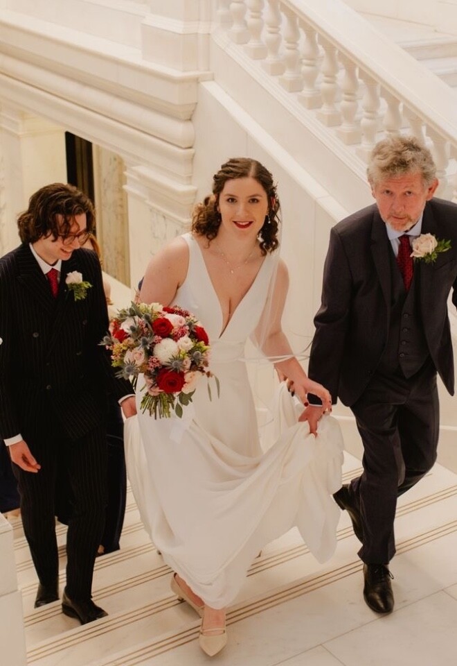 Helena arriving at Camden Town Hall, London