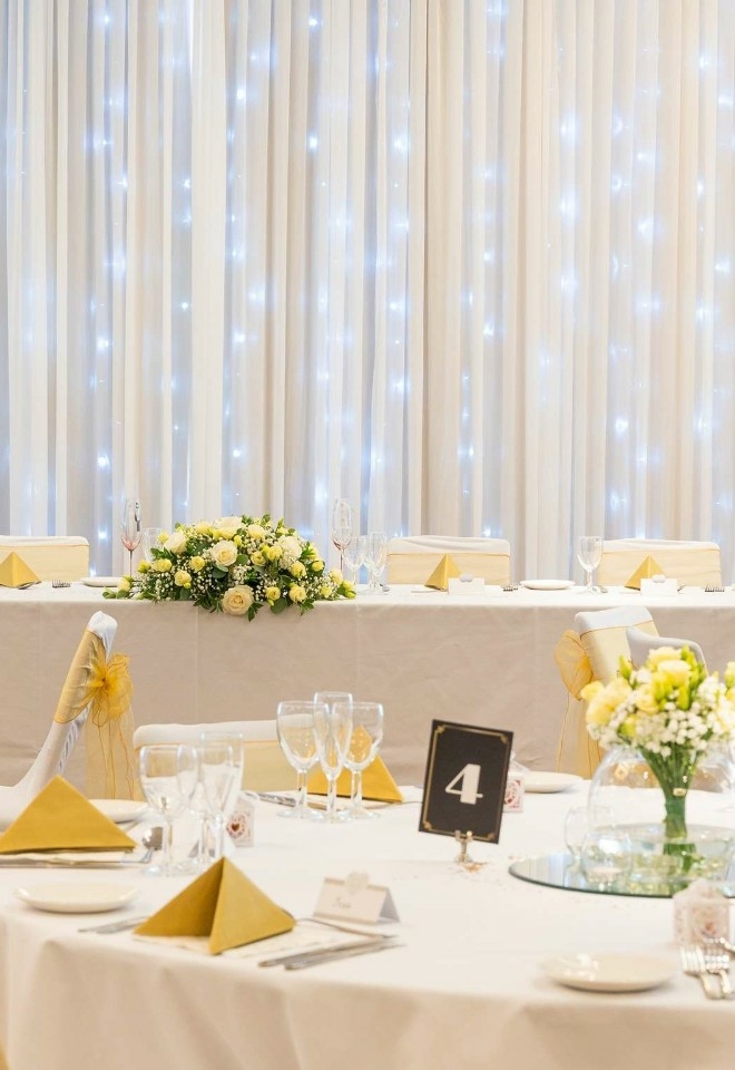 White & yellow colour themed wedding at Novotel Southampton, Hampshire