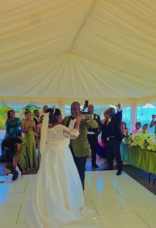 The couple doing their first dance.