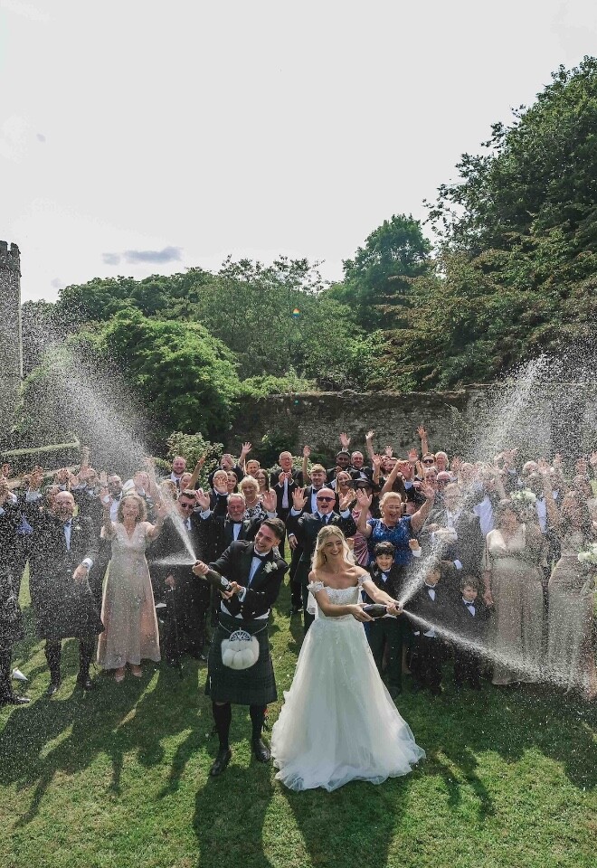 Notley Abbey Drinks Reception Champagne Spray