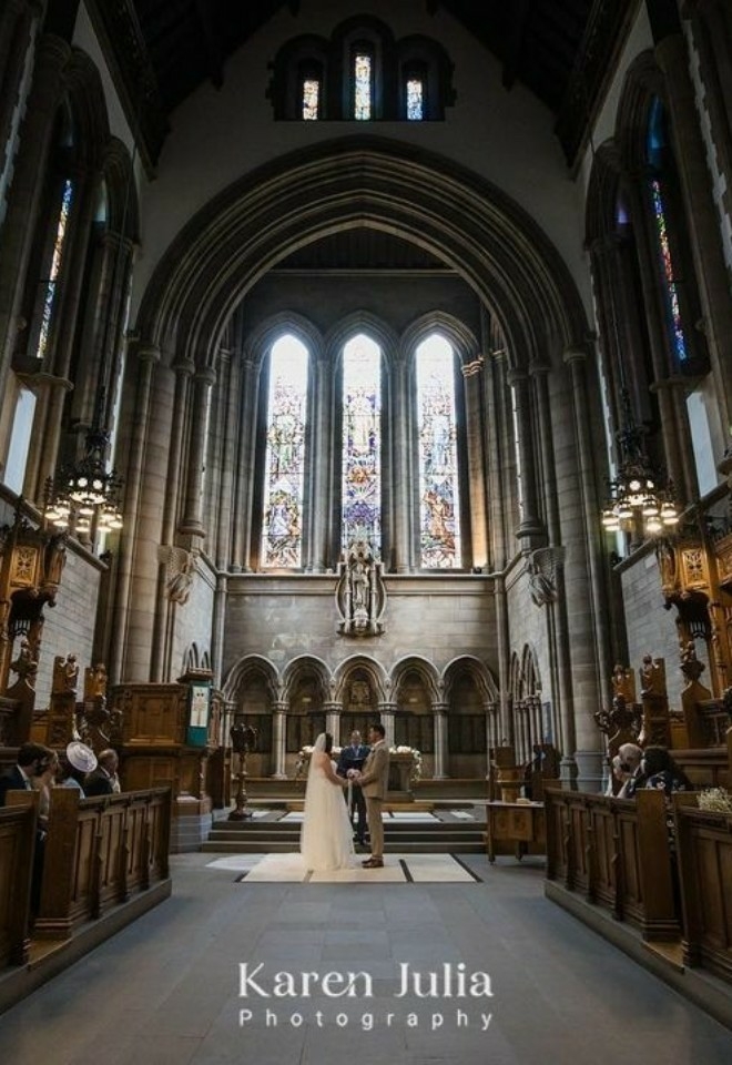 Bride and groom church wedding