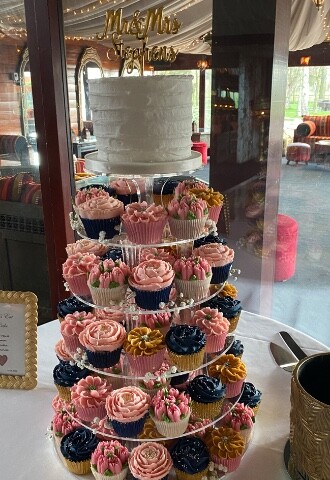 Floral Cupcake Tower at The Crazy Bear, Stadhampton