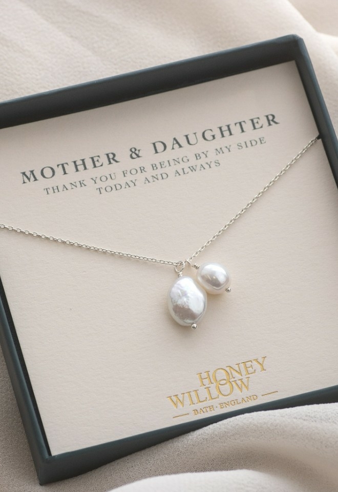Mother of the Bride gift silver pearl necklace