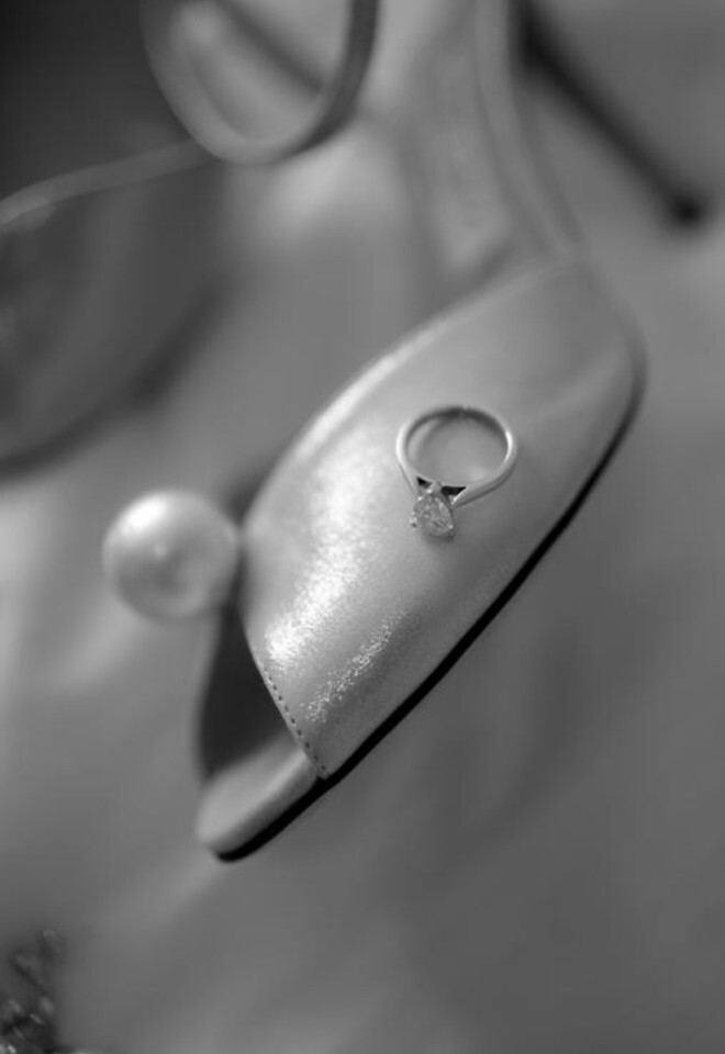 Engagement ring and wedding shoes