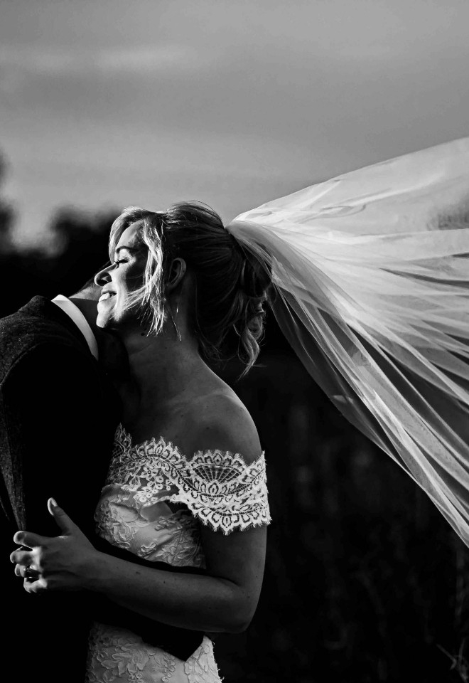 Bride veil in the wind