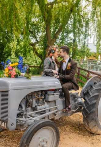 Festival Wedding Worcester farm tractor