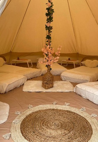 sleepovers in bell tents for hire in derbyshire