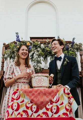 Bride and Groom Laughing at Kings Chapel Wedding Venue Amersham Buckinghamshire