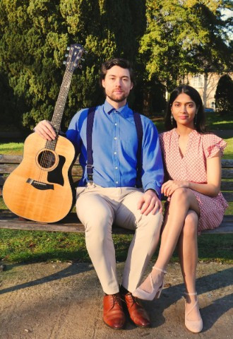 acoustic duo on bench