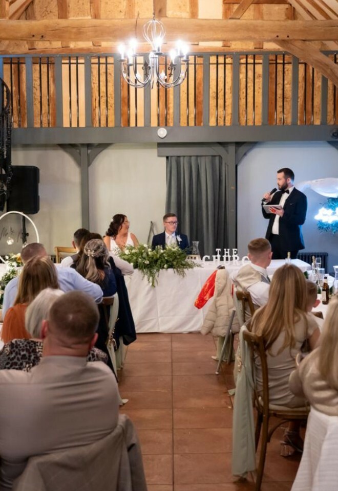 hosting a wedding and introducing the speeches