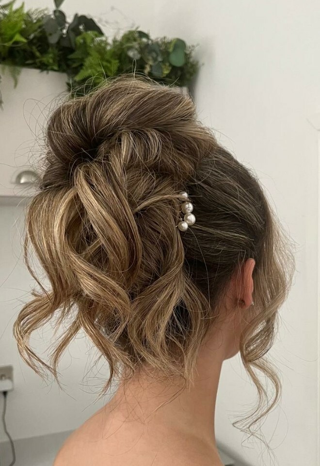 Classic high messy updo