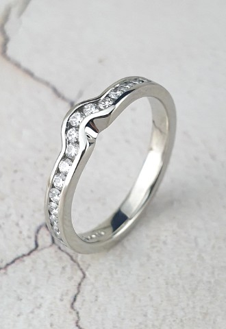 channel-set diamond fitted platinum wedding band