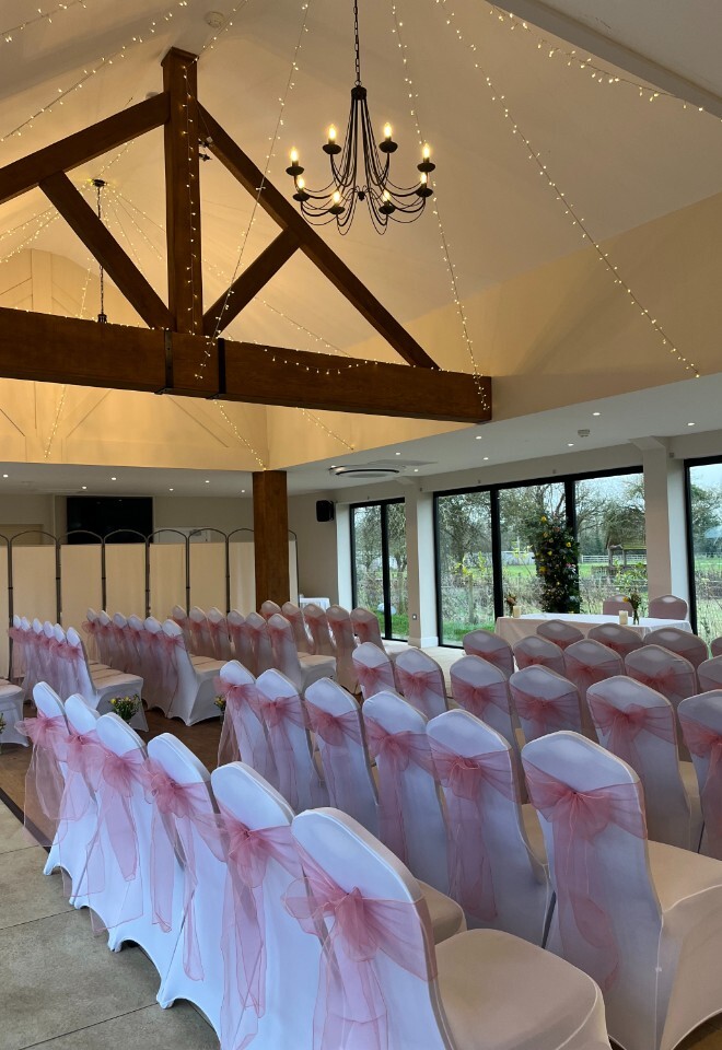 Pink Theme Wedding Ceremony in the Barn at The Clifden Arms