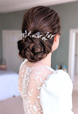 Elegant, classy bridal low bun updo
