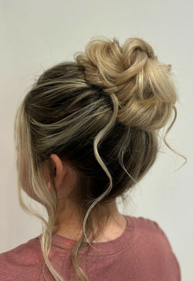 Textured soft high bun
