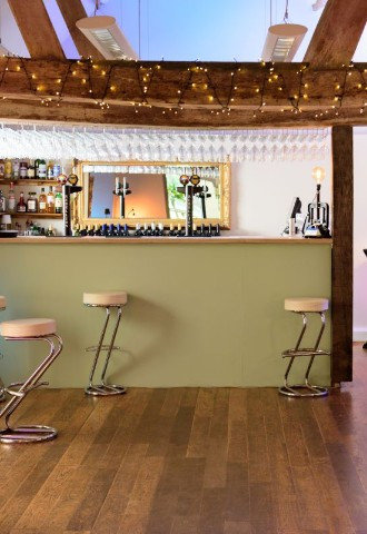 The bar in the barn at Monkton Barn, Marlow
