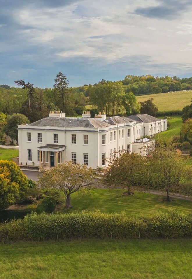 Aerial shot of Henlade House wedding venue in Somerset
