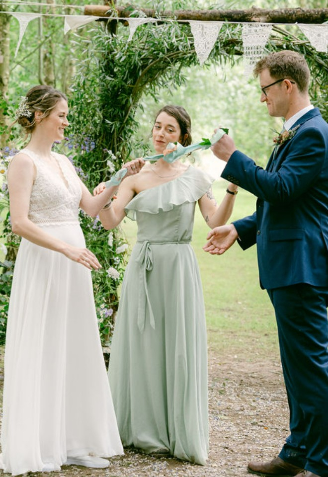 Handfasting ceremony at Higher Holcombe wedding venue 