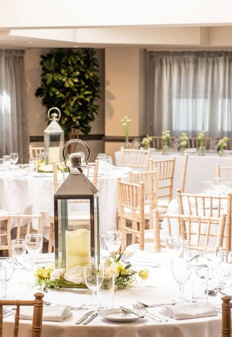 Dukes restaurant set up for a wedding breakfast
