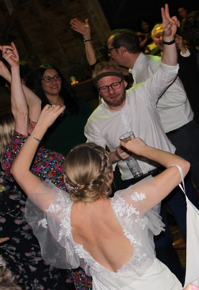 wedding DJ suffolk bride and groom on the dancefloor