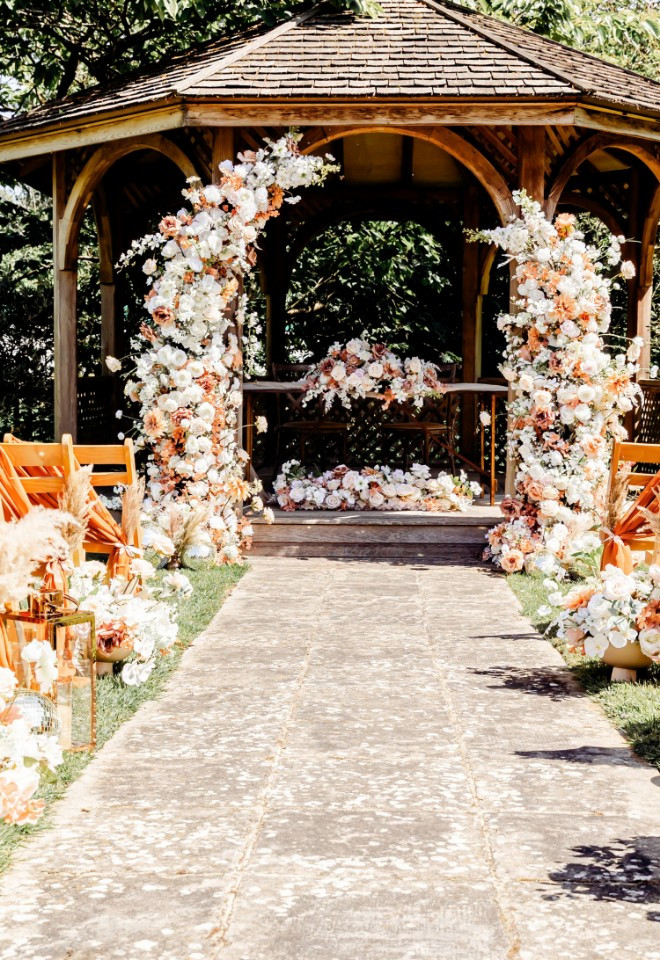 Farmhouse Garden Wedding Ceremony Decor