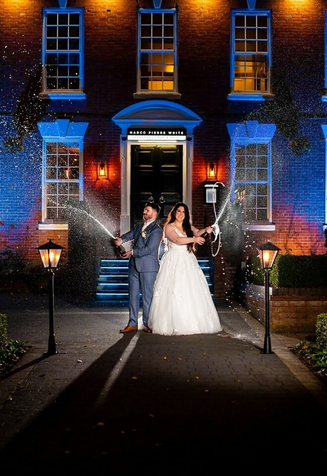 Manor Hotel Solihull Weddings Couple Exterior Night Shot