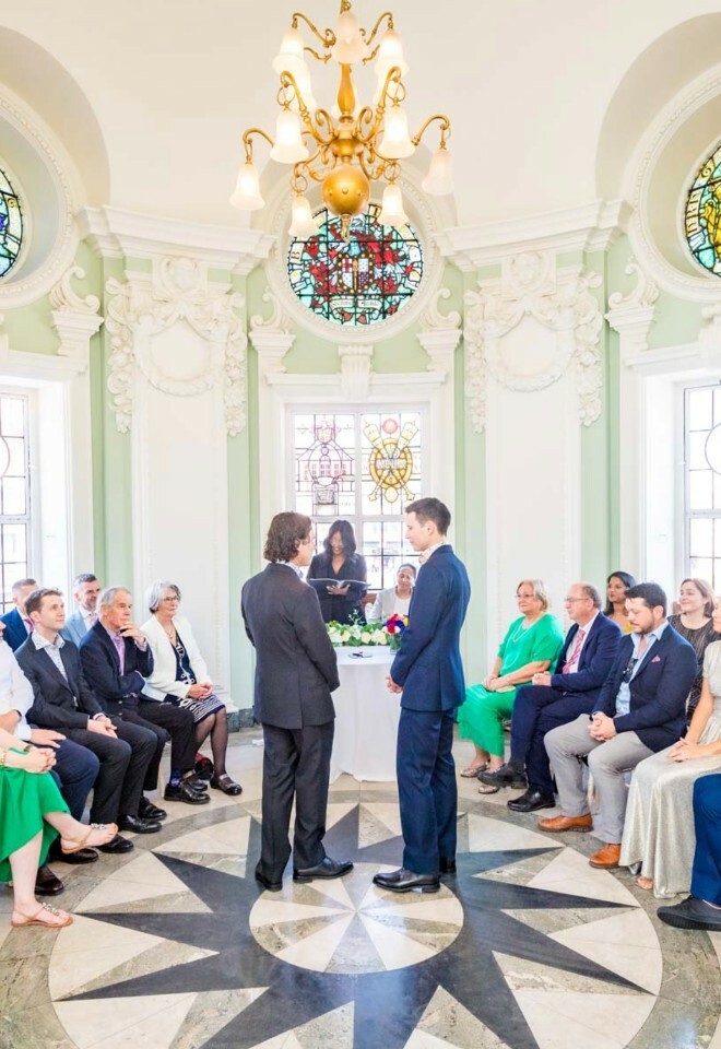 Lambeth Town Hall same sex wedding in the circular Hall