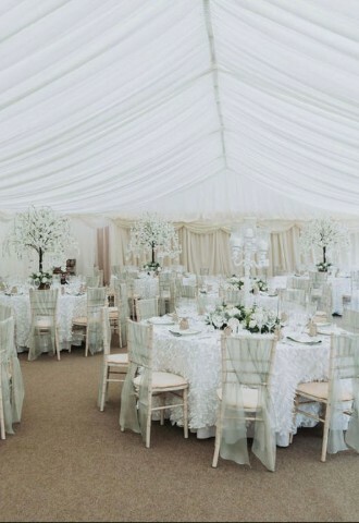 Marquee Wedding Breakfast, Your day Your way, DIY decorations, round tables, top table, wedding venue, Wedderlie House