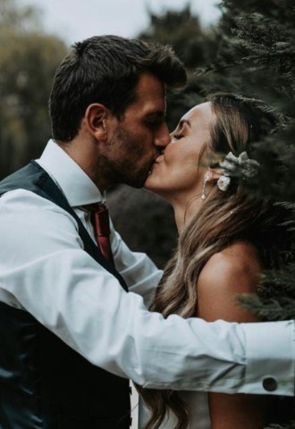 Wedding couple at Widbrook Grange gardens - Wedding venue in Wiltshire