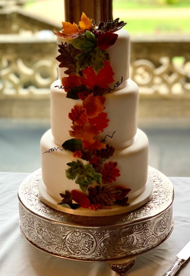 Autumn Leaves Wedding Cake 