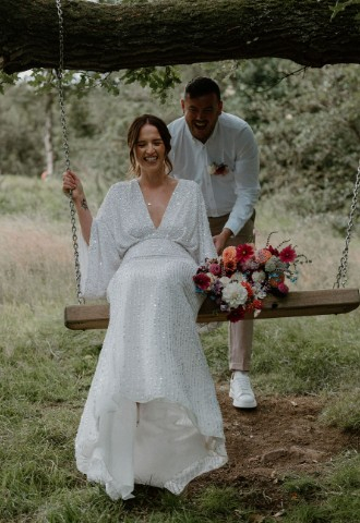 Elopement wedding Yorkshire couple on swing