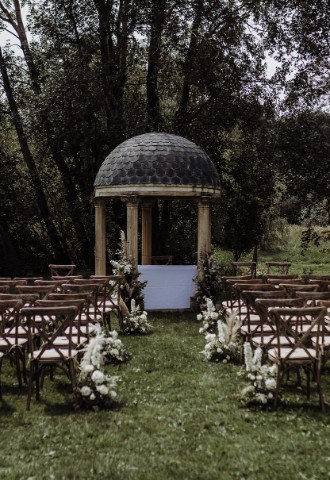 Minster Mill set up for outdoor wedding ceremony