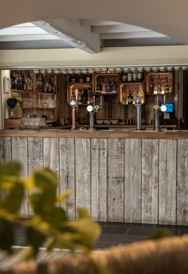 The bar area at a Warwickshire wedding venue