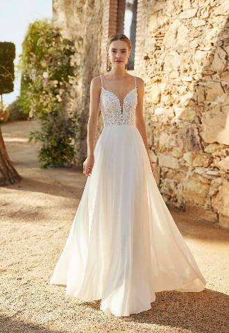 Alma Novia - rihan beaded straps, plunge neckline