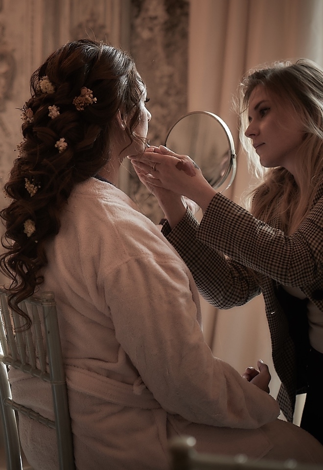 Chateau Challain Wedding bride getting ready by Stuart Wood