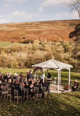 Marquee Ceremony in Losehill House wedding venue, Derbyshire