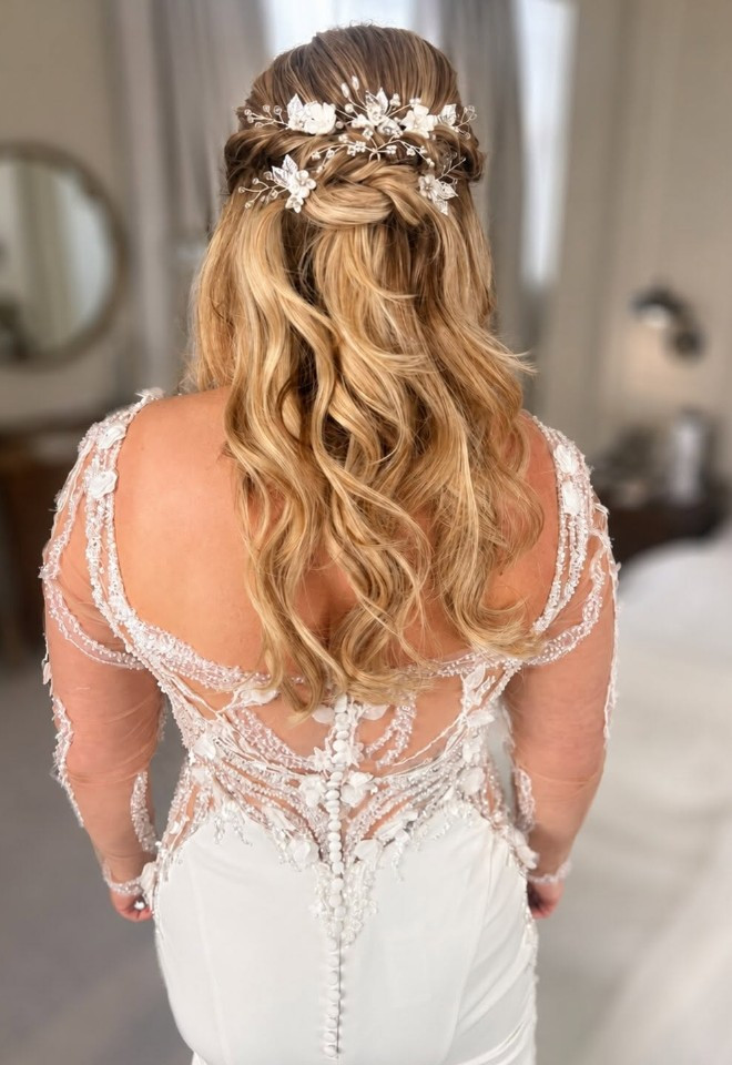 Bridal hair for wedding at Richmond Hill Hotel, Surrey