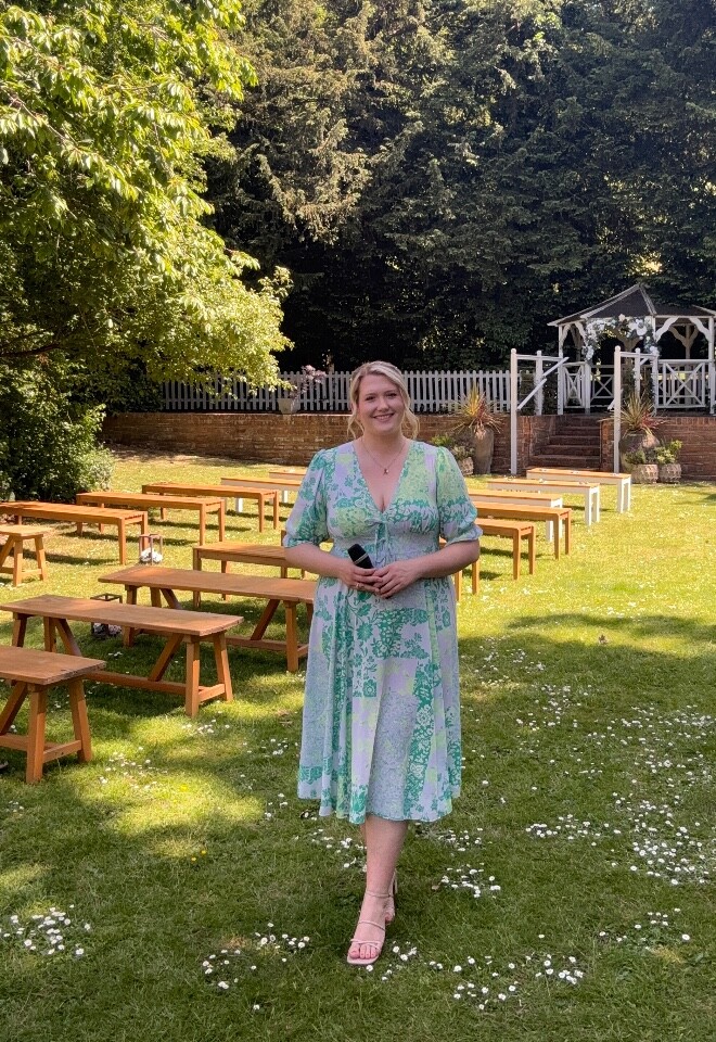 Alexandra at an outdoor ceremony 